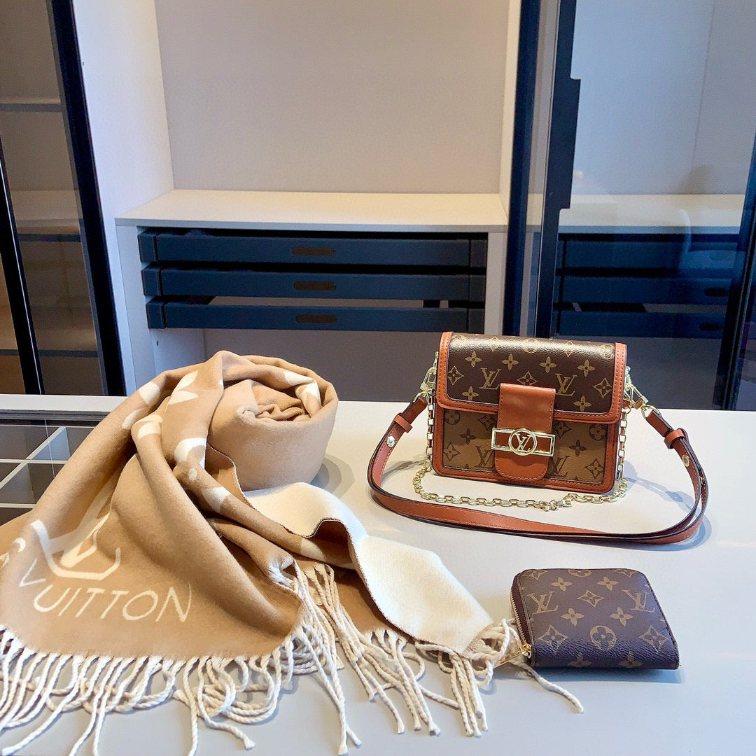 【ルイヴィトン】3点セット☆Dauphine 中号バッグ&スカーフ|青春感たっぷり、スタイリッシュなコーディネート♪今すぐチェック!