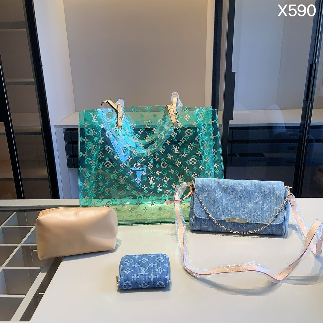 【ルイヴィトン】4点セット☆新作ジェリーシリーズショッピングバッグ|内ポーチ付き♪自由なコーディネートであなたらしさを演出!