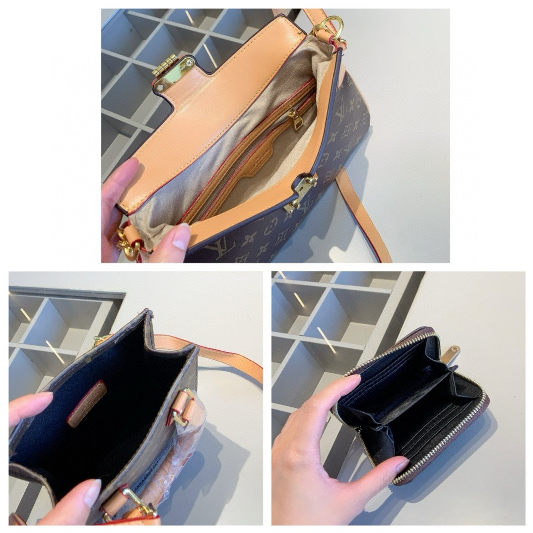 【ルイヴィトン】3点セット☆Twinnyカウホーンバッグ|便利なダブルショルダーストラップ付き♪手提げ・肩掛け両用!