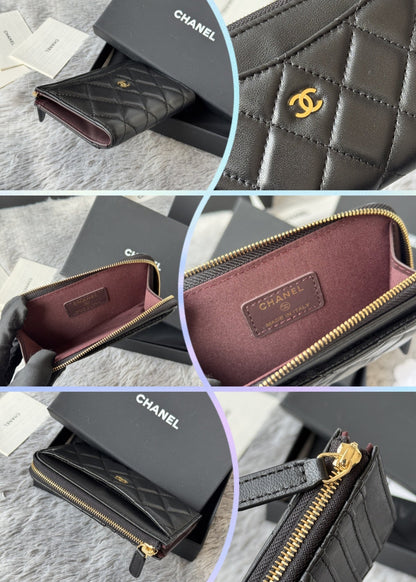 【シャネル】ミニマルな美しさ★ コイン＆カードケース ブラック AP3179