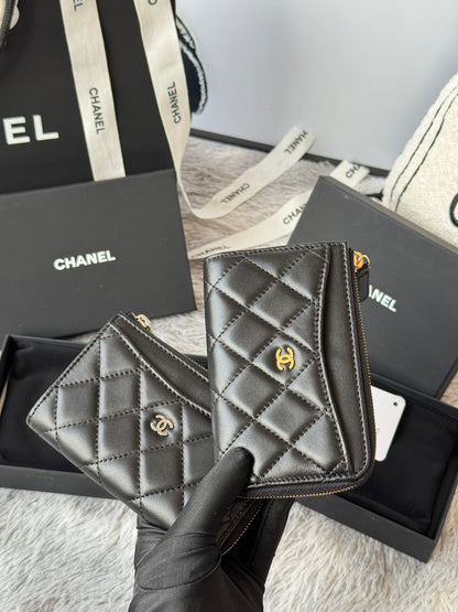 【シャネル】ミニマルな美しさ★ コイン＆カードケース ブラック AP3179